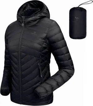 CAMEL CROWN Women's Lightweight Hooded Down Jacket Packable Puffer Insulated Coats