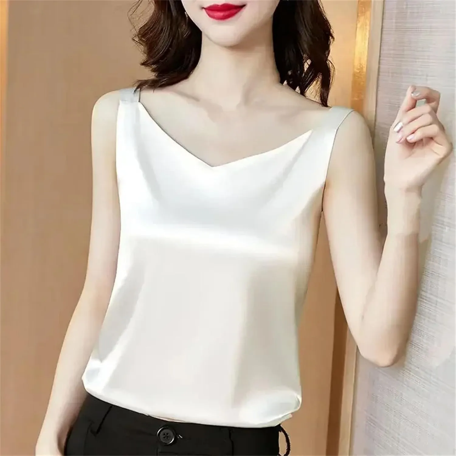 Camisoles for Women Satin Vest Shiny Silk Tank Top Sleeveless Cami Shirt