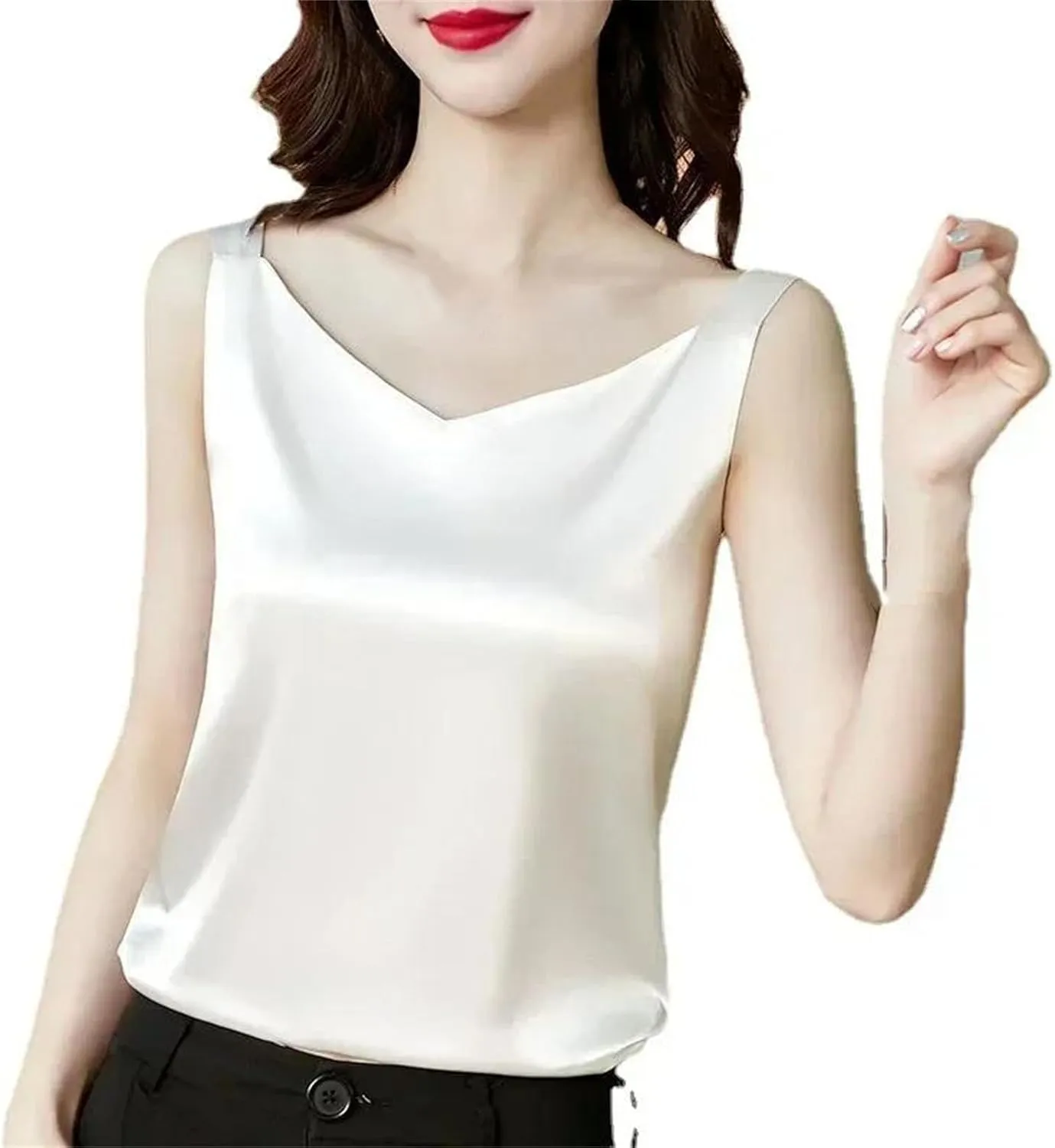 Camisoles for Women Satin Vest Shiny Silk Tank Top Sleeveless Cami Shirt