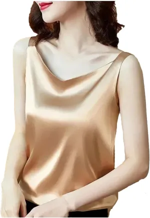 Camisoles for Women Satin Vest Shiny Silk Tank Top Sleeveless Cami Shirt