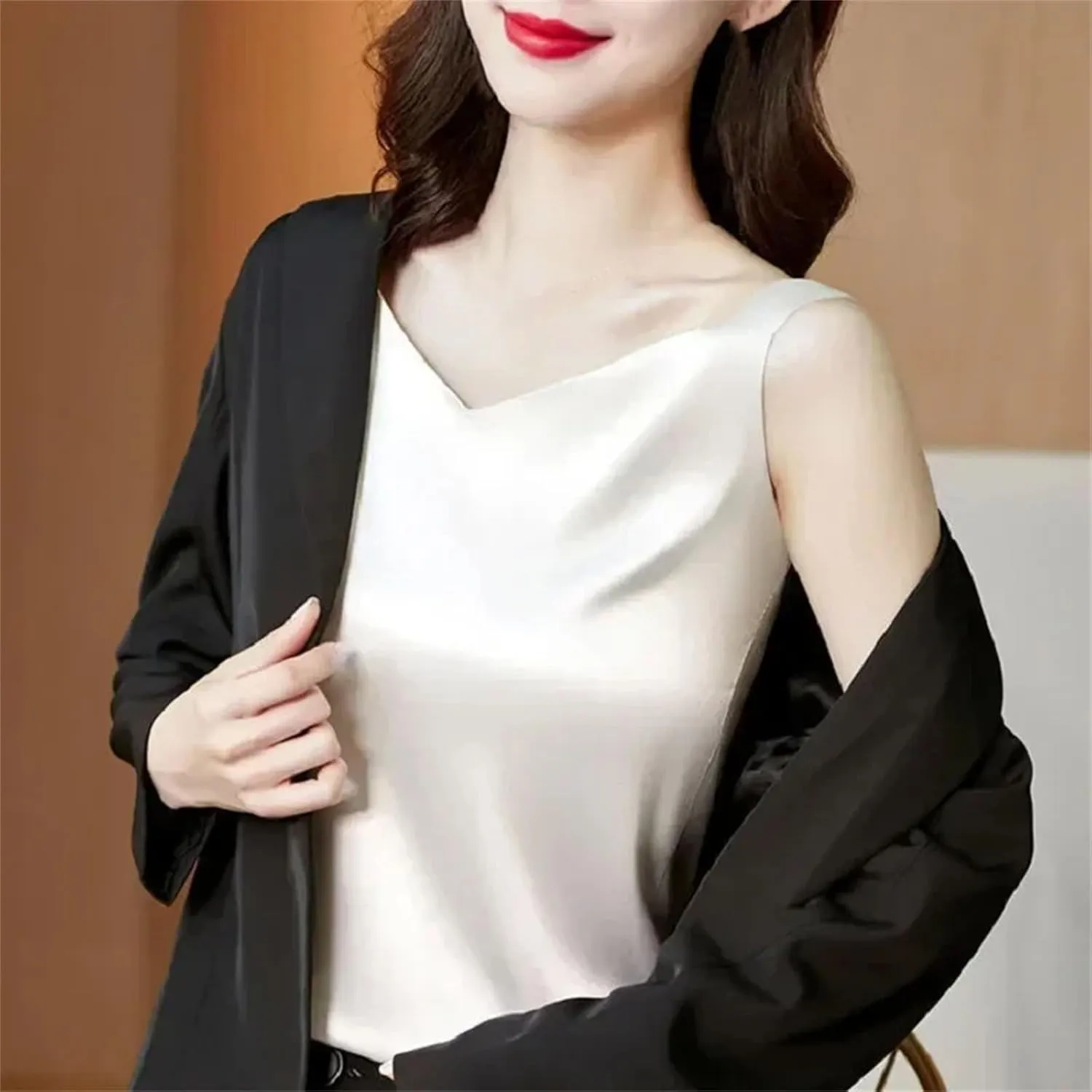 Camisoles for Women Satin Vest Shiny Silk Tank Top Sleeveless Cami Shirt