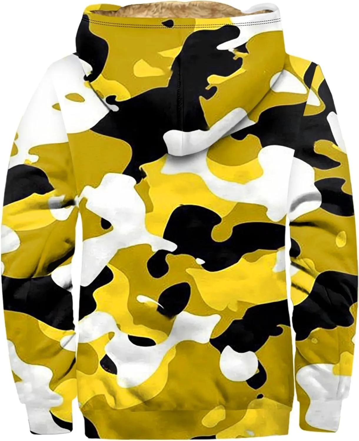 Camo Hoodie Mens Full Zip Sherpa Sweatshirts Fleece Hoodies Heavyweight Jackets Plus Size Warm Thick Coat With Pocket