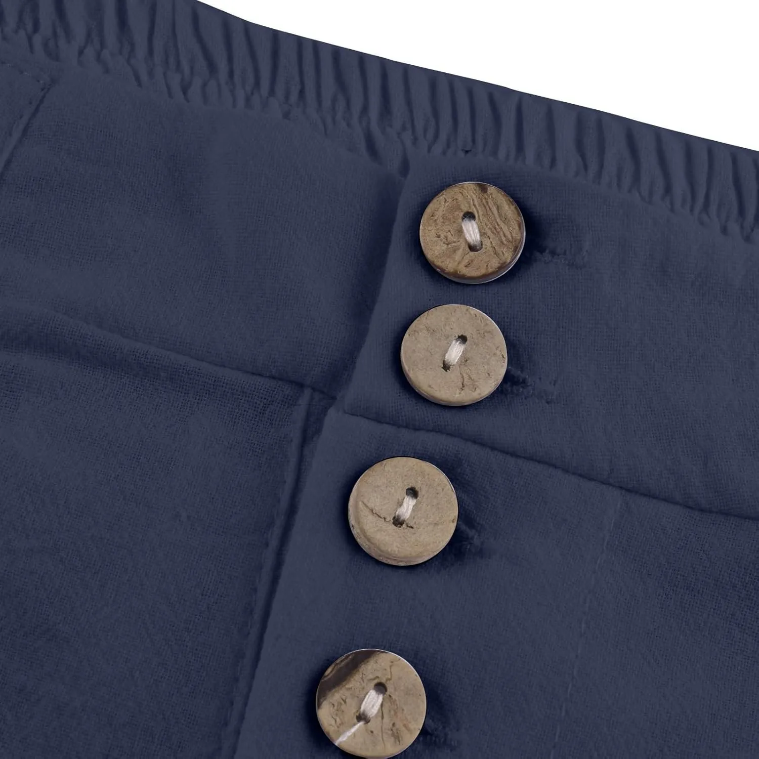 Capri Linen Pants for Women Petite Wide Leg Linen Pants Casual Loose Fit High Waisted Pants with Drawstrings