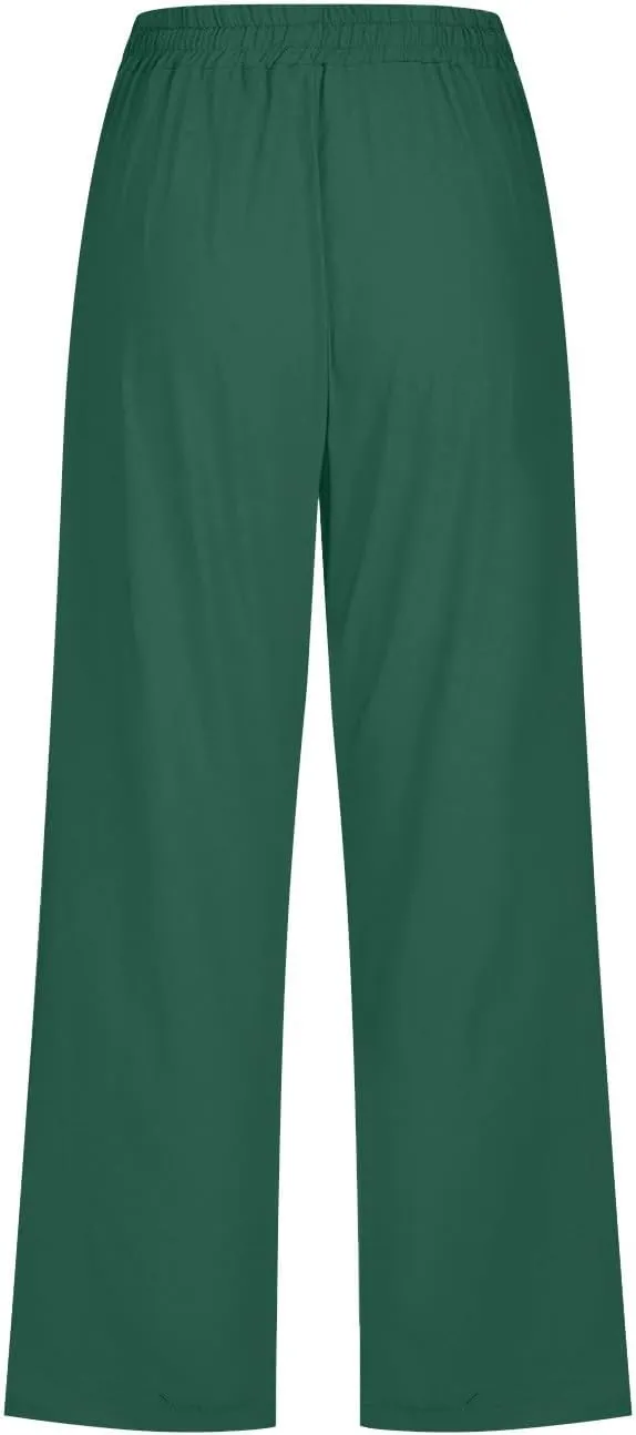 Capri Pants for Women Summer Drawstring High Waisted Lounge Pants Casual Loose Fit Elastic Trousers with Pockets