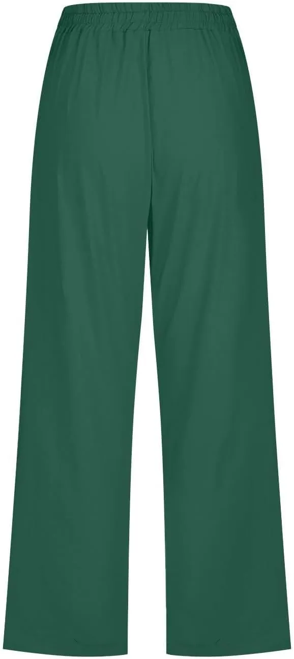 Cargo Capris for Women Casual 2025 Summer Drawstring Elastic High Waist Linen Pant Cropped Comfy Trousers