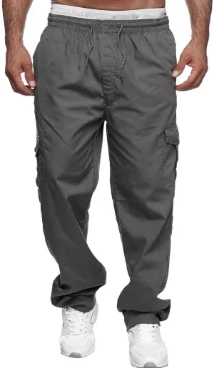 Cargo Sweatpants for Men Big and Tall Jogger Pant Men's Fleece Lined Cargo Sweatpants Open Bottom Straight Leg Casual