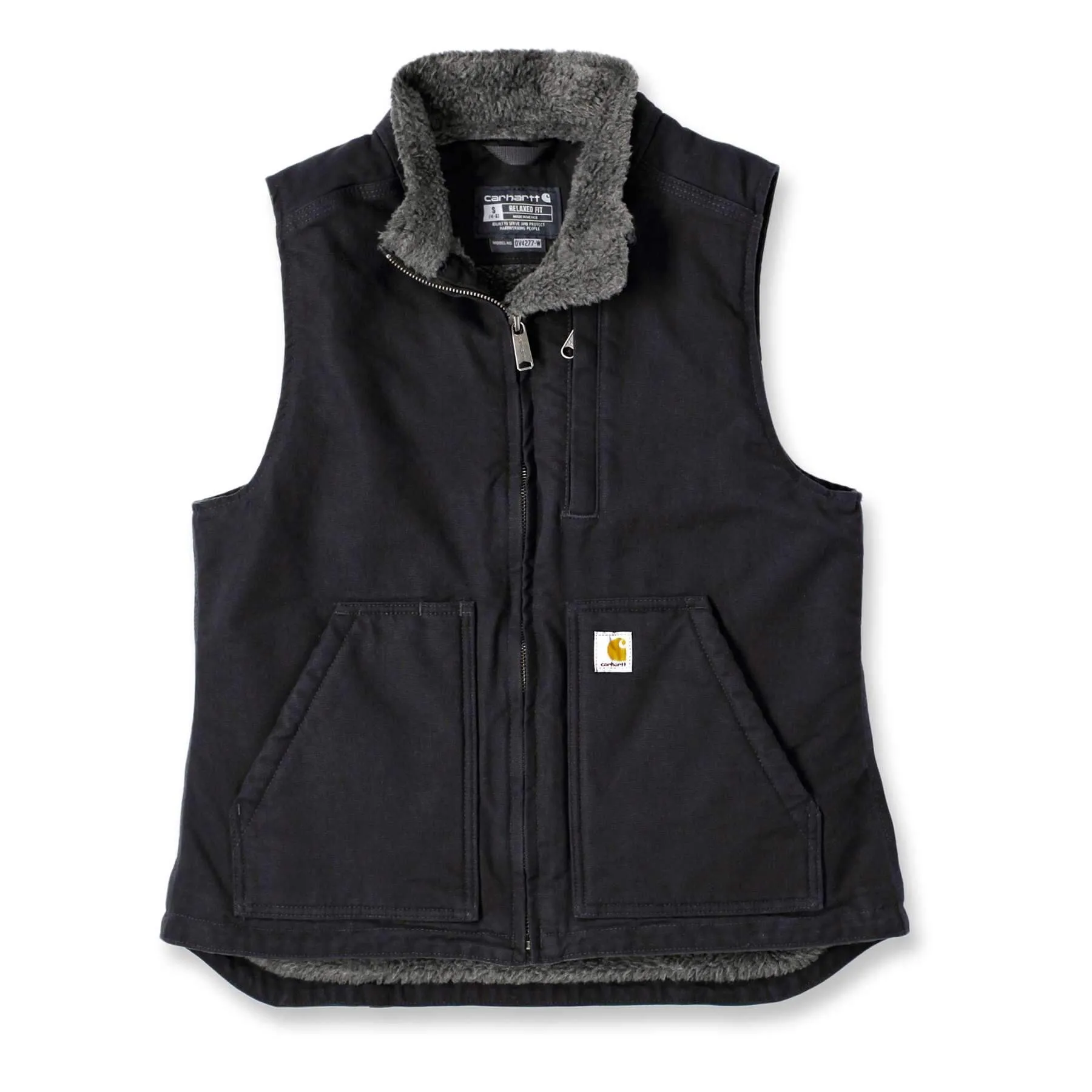 Carhartt Womens Sherpa Fleece Lined Relaxed fit Mock Neck Duck Canvas Gilet Vest 104224