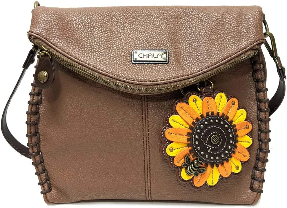 Chala Charming Crossbody Bag Shoulder Handbag With Flap Top and Zipper Brown