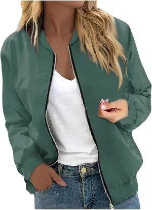 ChicCrate Bomber Jacket Women 2025 Long Sleeve Stand Collar Fall Jackets Lightweight Causal Floral Zip Up Coats