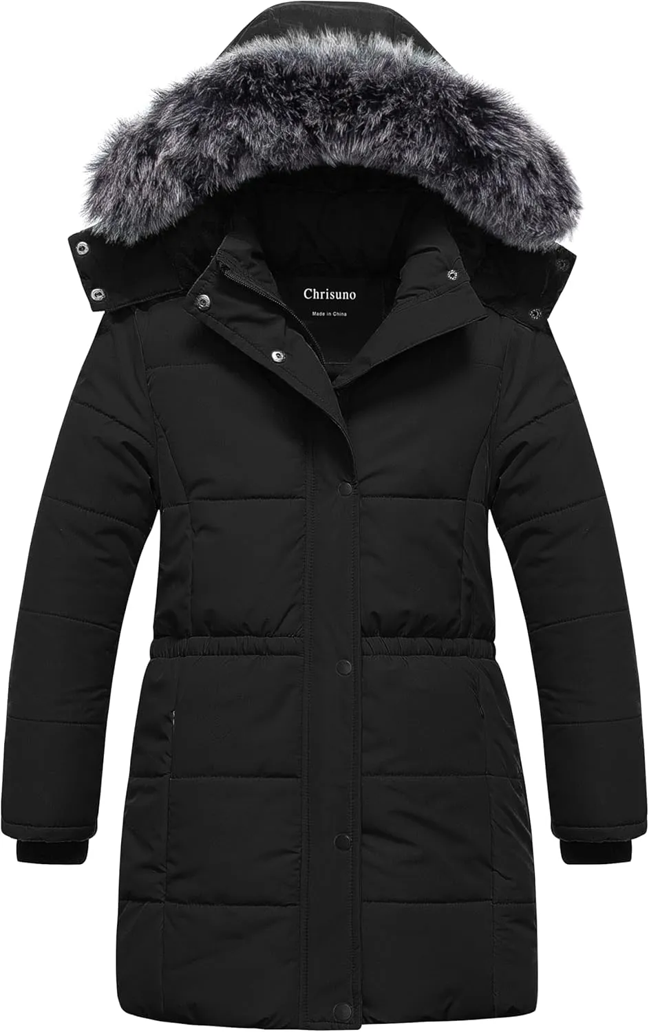 Chrisuno Girl's Long Parka Warm Winter Coat Water Resistant Quilted Puffer Jacket Snow Outwear
