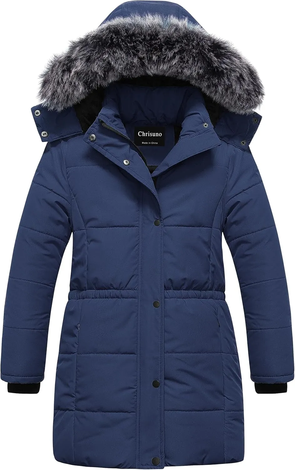 Chrisuno Girl's Long Parka Warm Winter Coat Water Resistant Quilted Puffer Jacket Snow Outwear