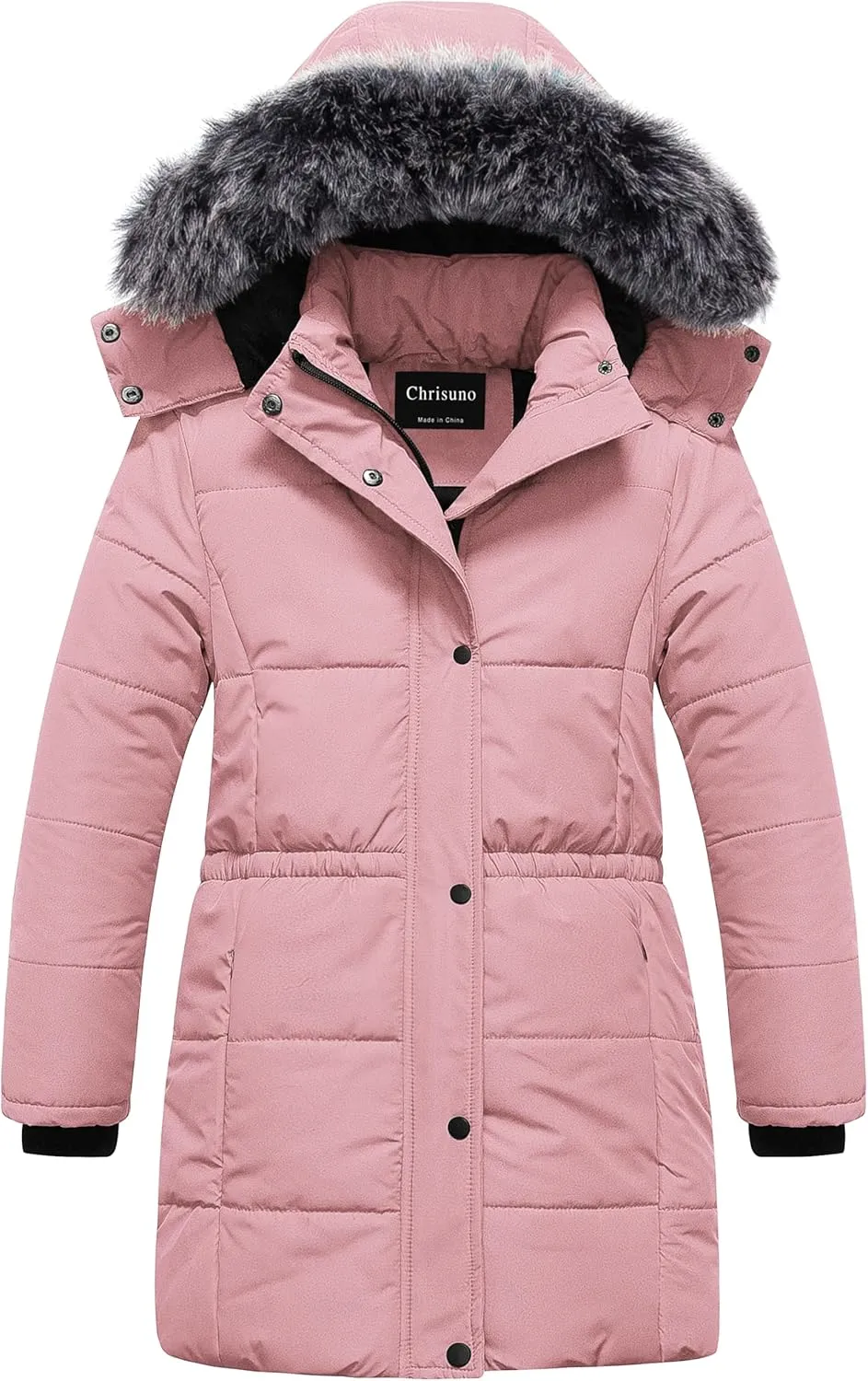 Chrisuno Girl's Long Parka Warm Winter Coat Water Resistant Quilted Puffer Jacket Snow Outwear