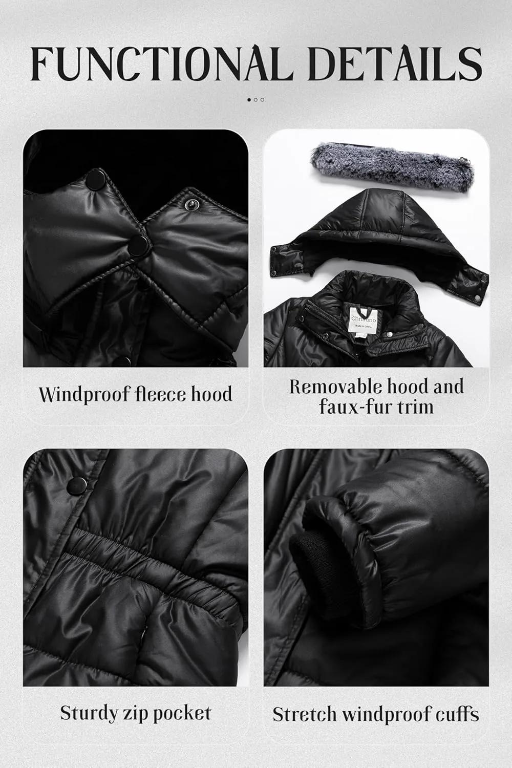 Chrisuno Girl's Long Parka Warm Winter Coat Water Resistant Quilted Puffer Jacket Snow Outwear