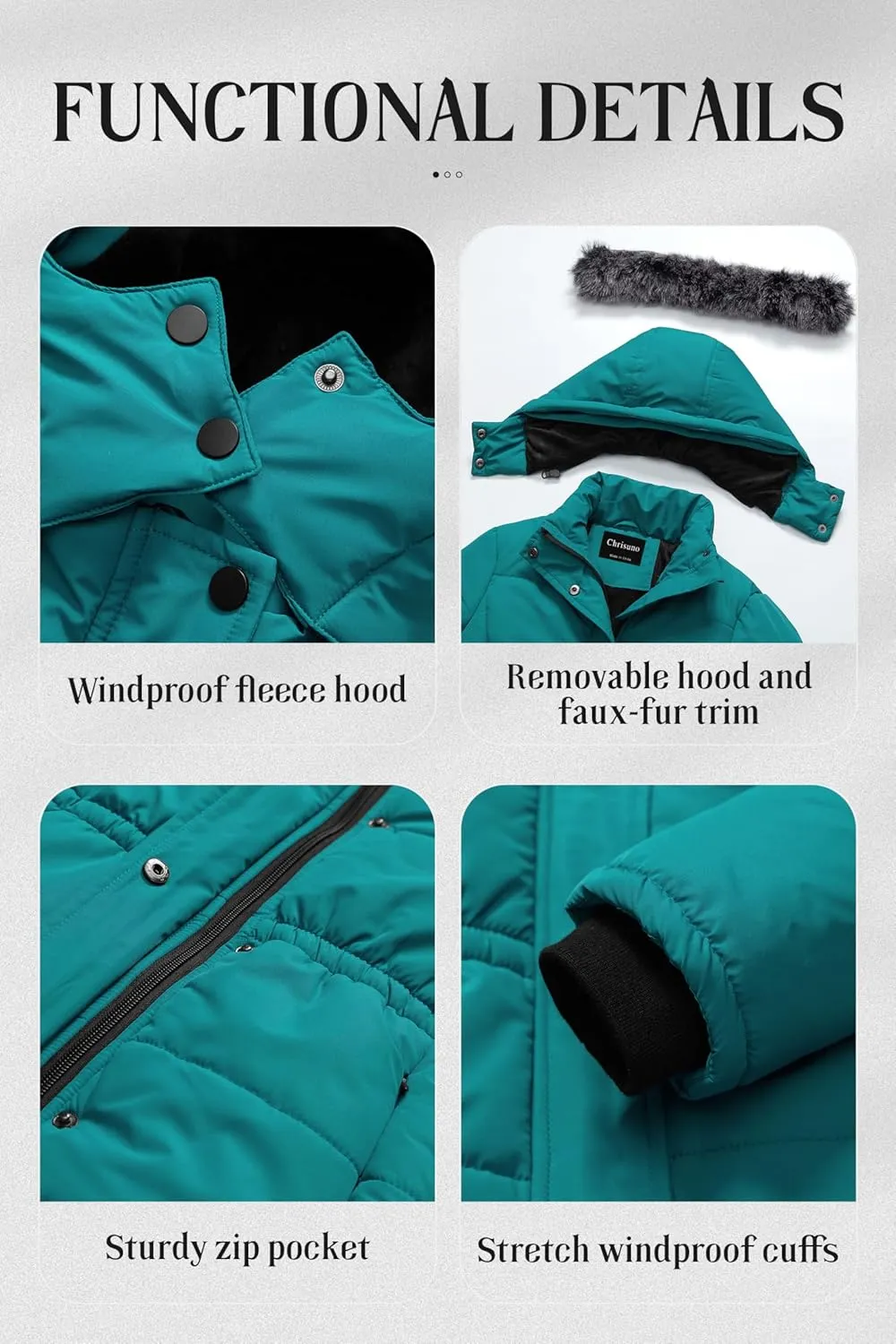 Chrisuno Girl's Long Parka Warm Winter Coat Water Resistant Quilted Puffer Jacket Snow Outwear