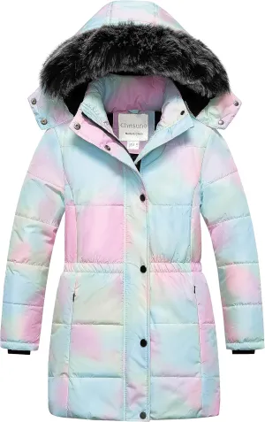 Chrisuno Girl's Long Parka Warm Winter Coat Water Resistant Quilted Puffer Jacket Snow Outwear