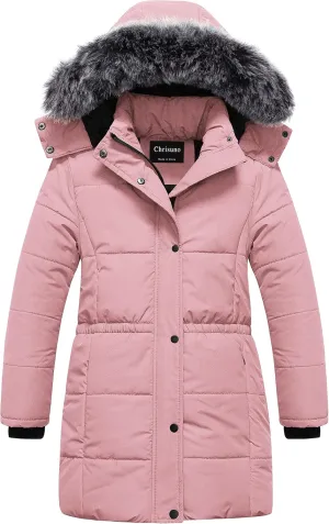 Chrisuno Girl's Long Parka Warm Winter Coat Water Resistant Quilted Puffer Jacket Snow Outwear