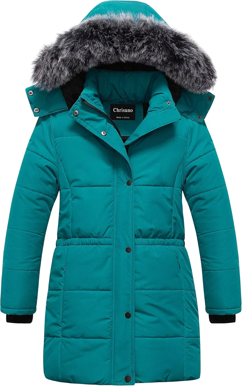 Chrisuno Girl's Long Parka Warm Winter Coat Water Resistant Quilted Puffer Jacket Snow Outwear