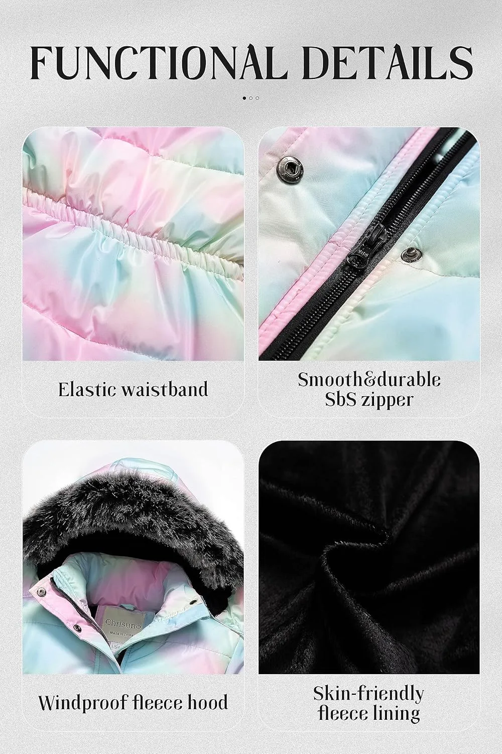 Chrisuno Girl's Long Parka Warm Winter Coat Water Resistant Quilted Puffer Jacket Snow Outwear