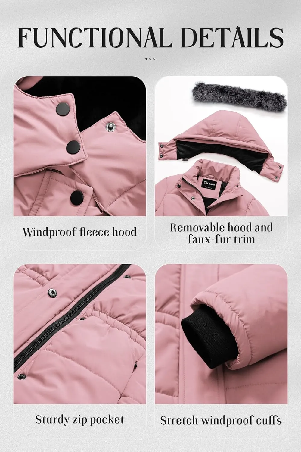 Chrisuno Girl's Long Parka Warm Winter Coat Water Resistant Quilted Puffer Jacket Snow Outwear