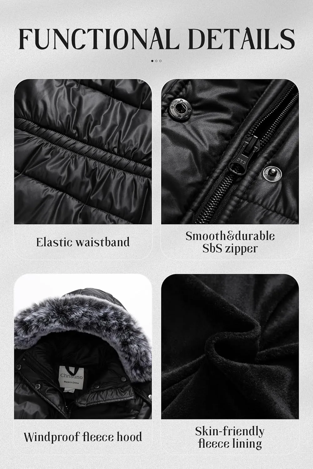 Chrisuno Girl's Long Parka Warm Winter Coat Water Resistant Quilted Puffer Jacket Snow Outwear