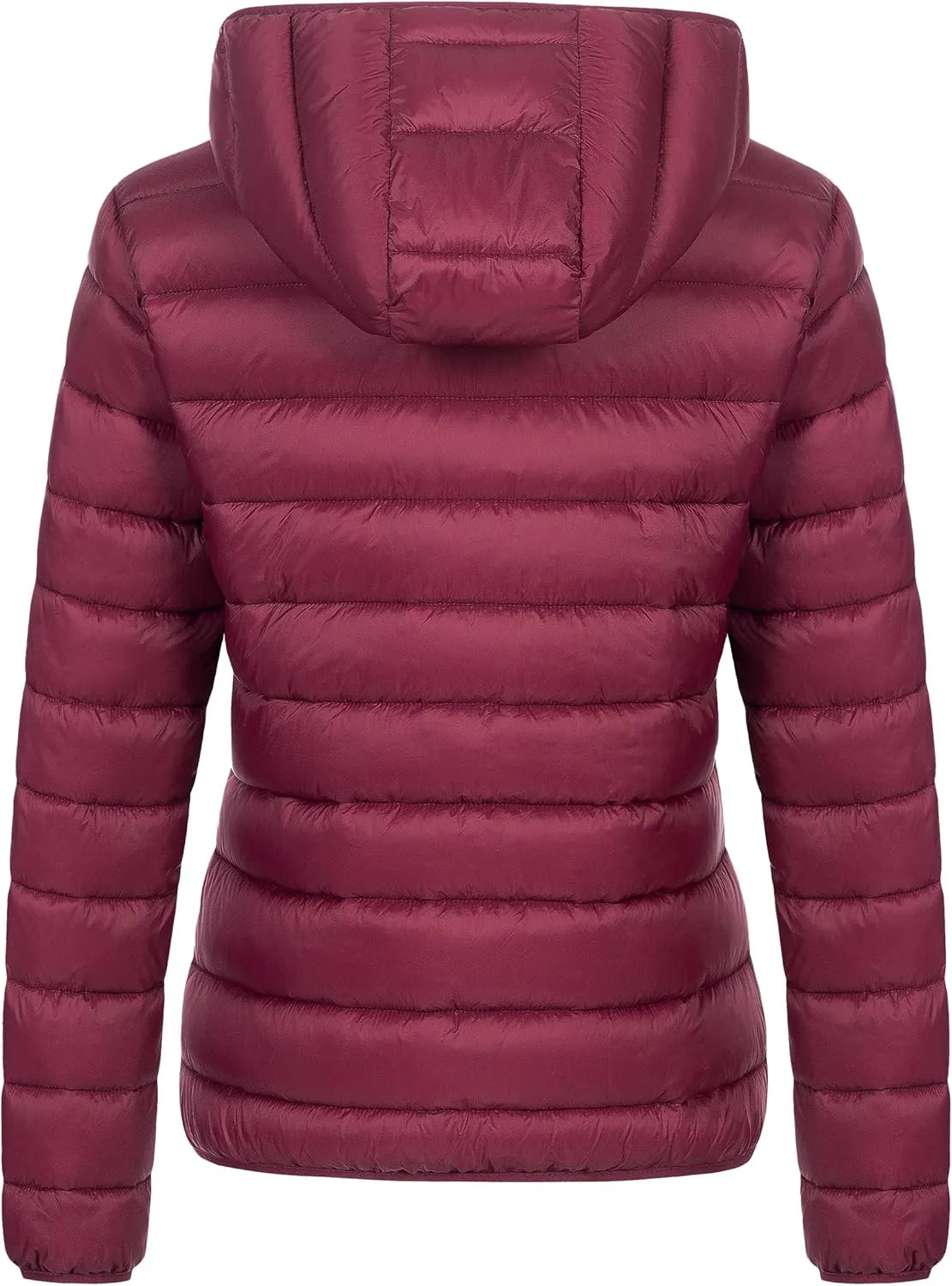 Chrisuno Women's Lightweight Short Puffer Jacket Packable Quilt Warm Winter Coat with Removable Hood