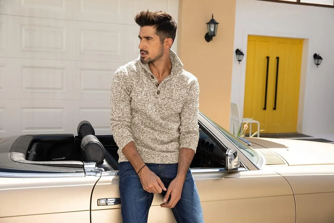 COOFANDY Men Casual Knit Pullover Sweatshirt Slim Fit Thermal Fashion Sweater