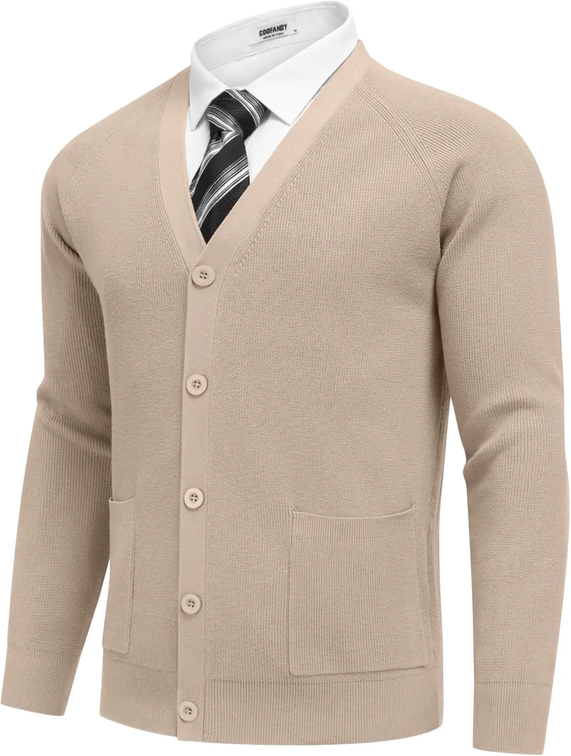 COOFANDY Men's Cardigan Sweaters with Button Lightweight Casual V Neck Long Sleeve Pockets Knitted Sweater