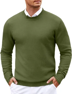 COOFANDY Men's Dress Crew Neck Sweater Lightweight Sweatshirts Knitted Pullover Casual Fashion Long Sleeve Sweater