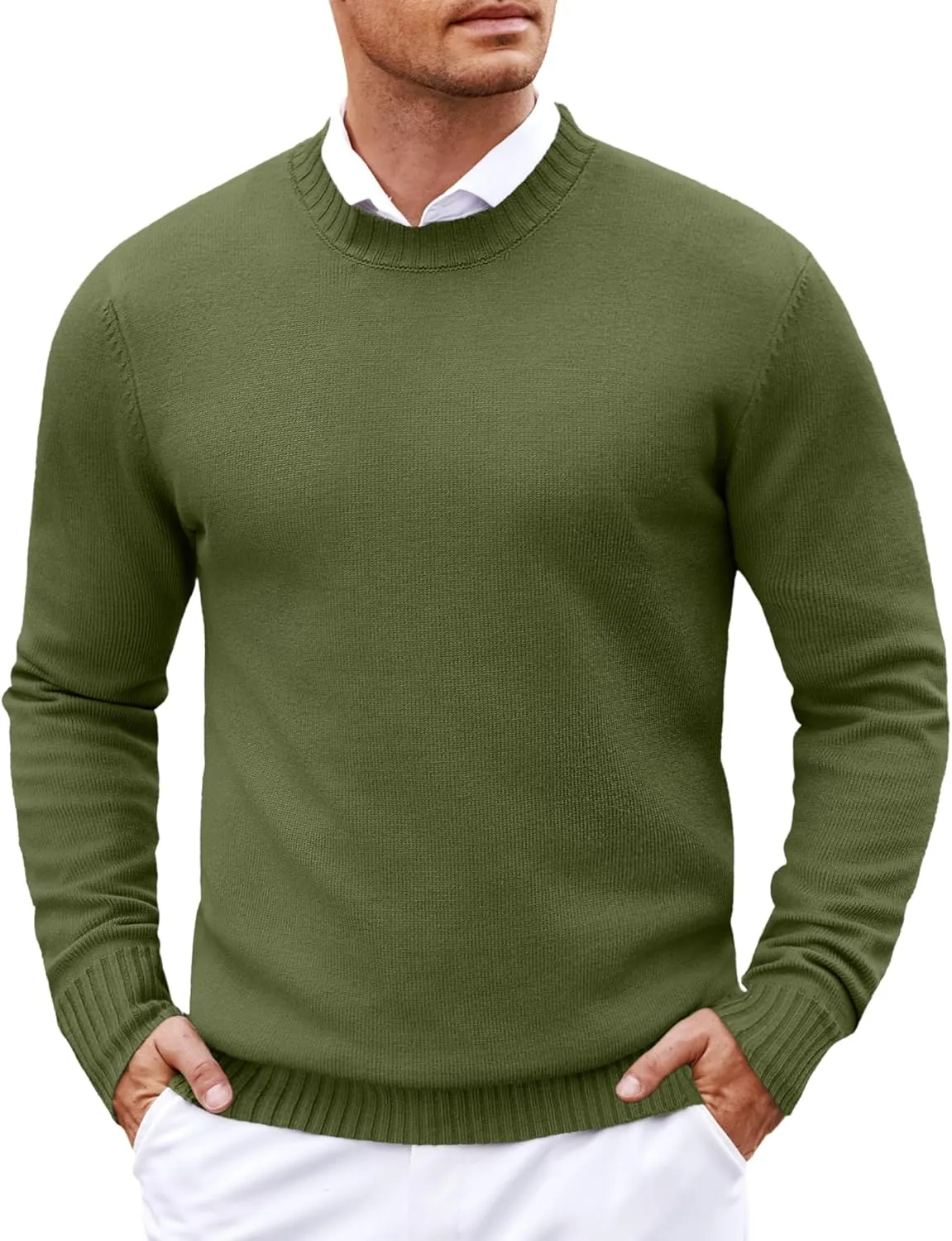COOFANDY Men's Dress Crew Neck Sweater Lightweight Sweatshirts Knitted Pullover Casual Fashion Long Sleeve Sweater