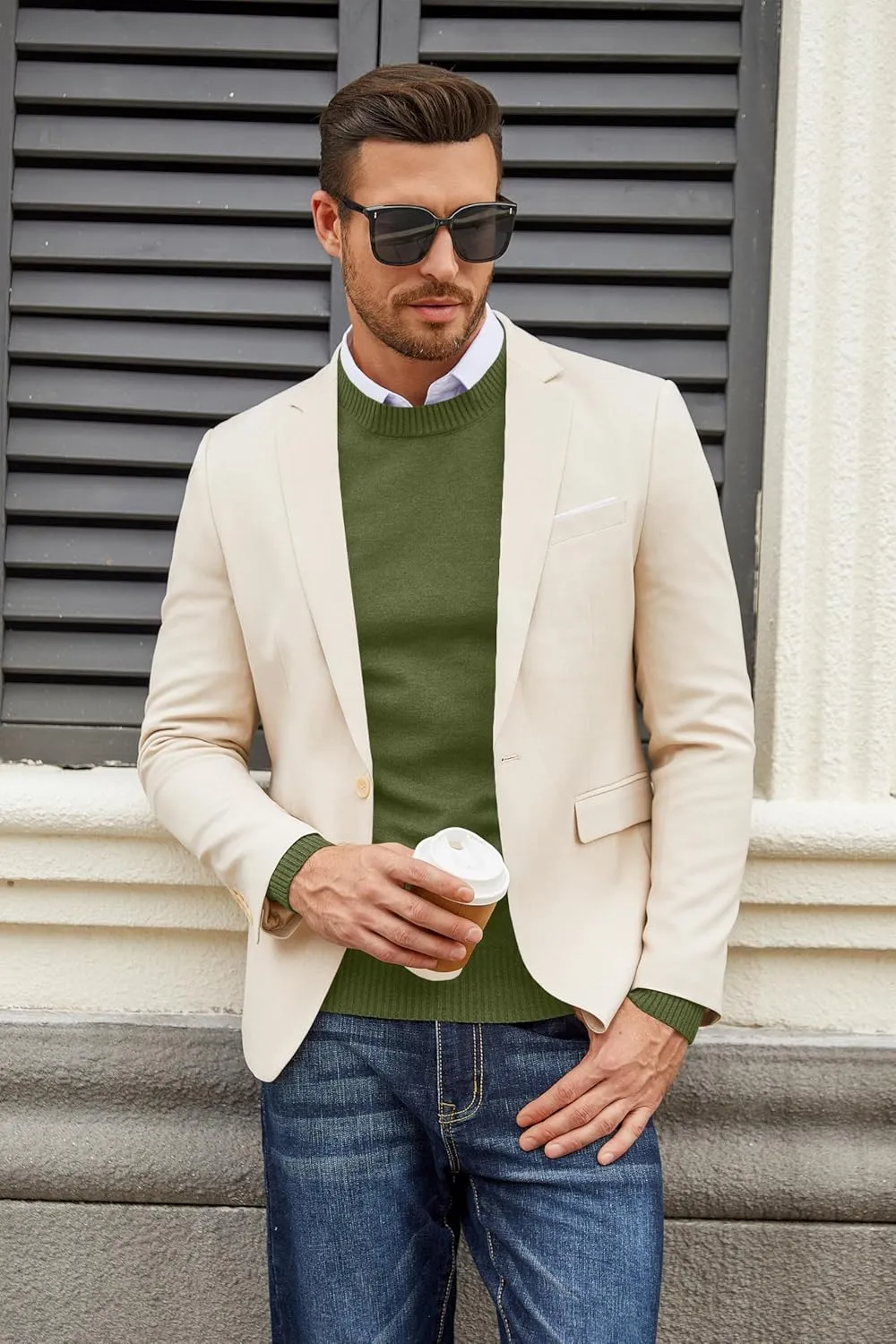 COOFANDY Men's Dress Crew Neck Sweater Lightweight Sweatshirts Knitted Pullover Casual Fashion Long Sleeve Sweater