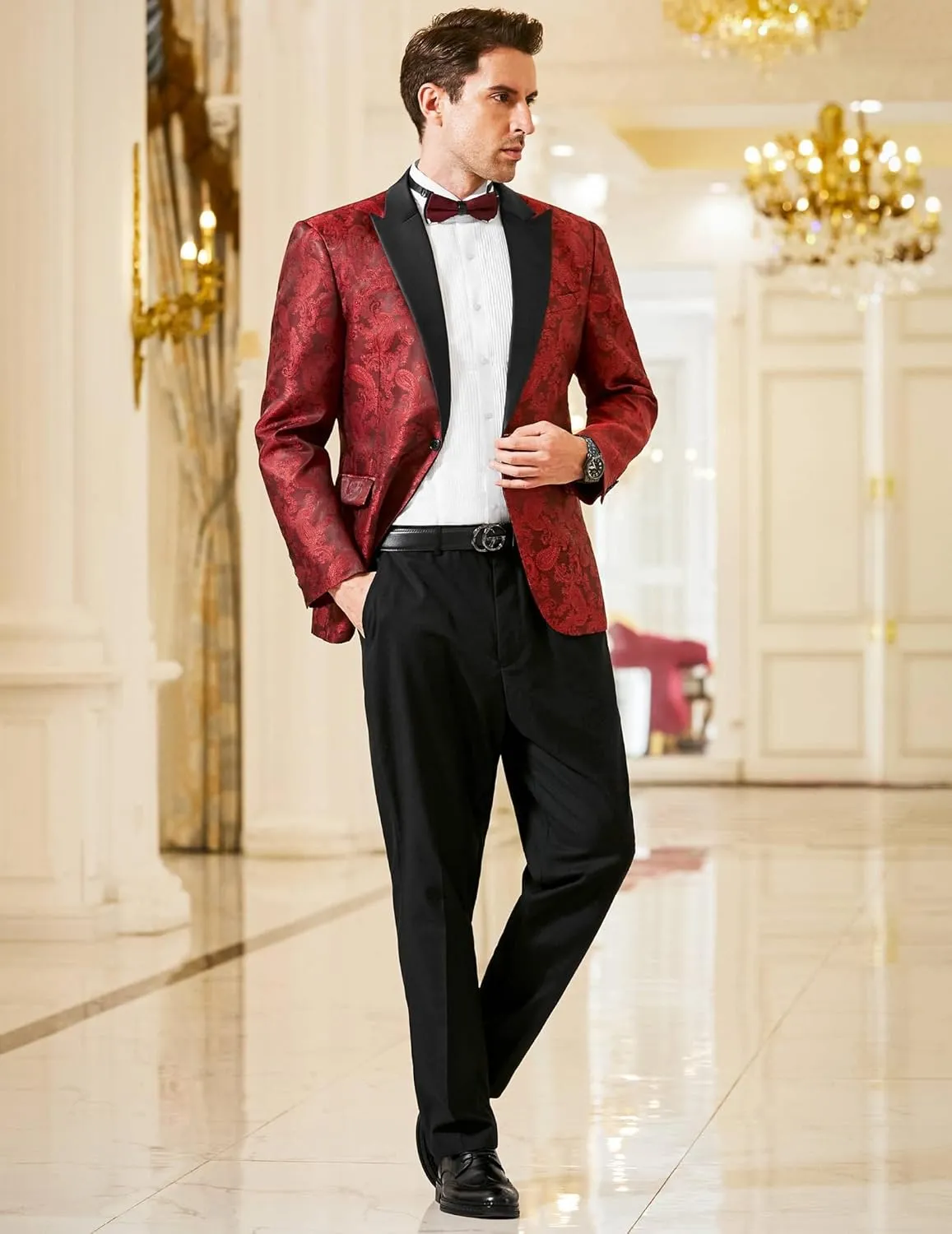 COOFANDY Men's Floral Paisley Formal Tuxedo Suit Jacket Dress Dinner Party Prom Weeding Blazer