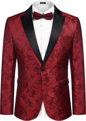 COOFANDY Men's Floral Paisley Formal Tuxedo Suit Jacket Dress Dinner Party Prom Weeding Blazer