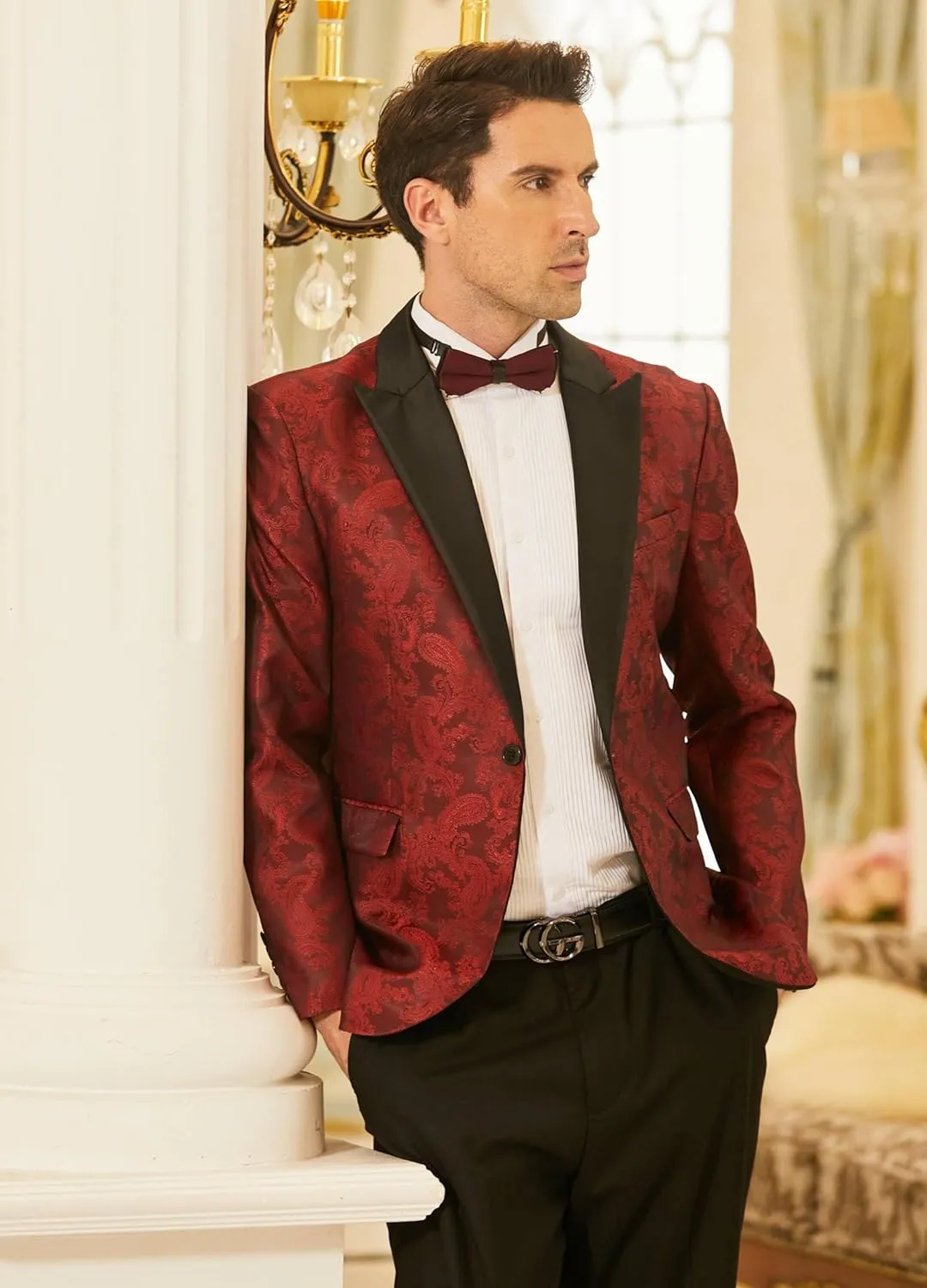 COOFANDY Men's Floral Paisley Formal Tuxedo Suit Jacket Dress Dinner Party Prom Weeding Blazer