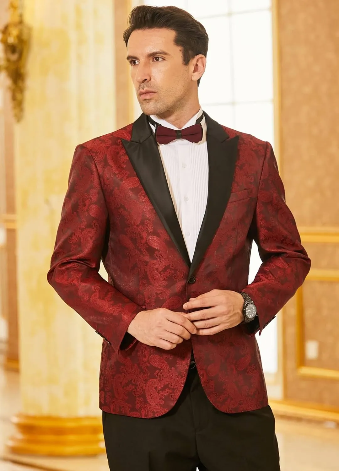 COOFANDY Men's Floral Paisley Formal Tuxedo Suit Jacket Dress Dinner Party Prom Weeding Blazer