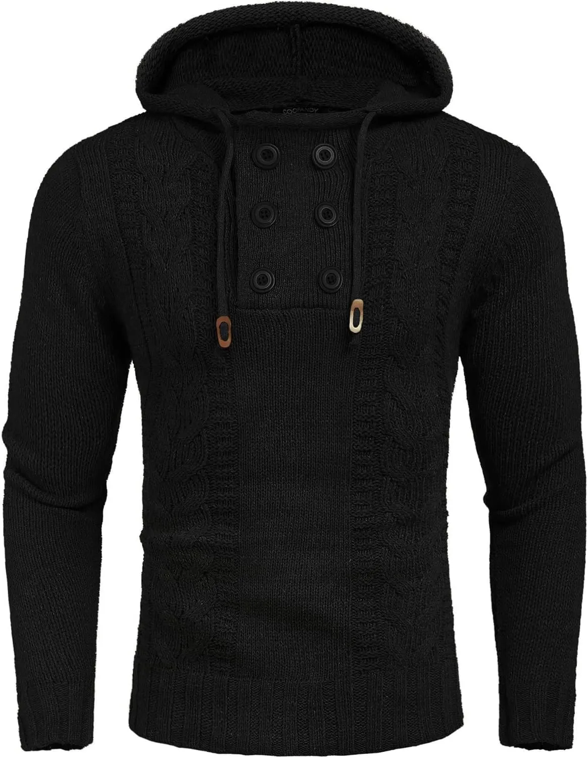 COOFANDY Men's Knitted Hoodies Pullover Casual Long Sleeve Turtleneck Sweaters