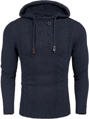 COOFANDY Men's Knitted Hoodies Pullover Casual Long Sleeve Turtleneck Sweaters