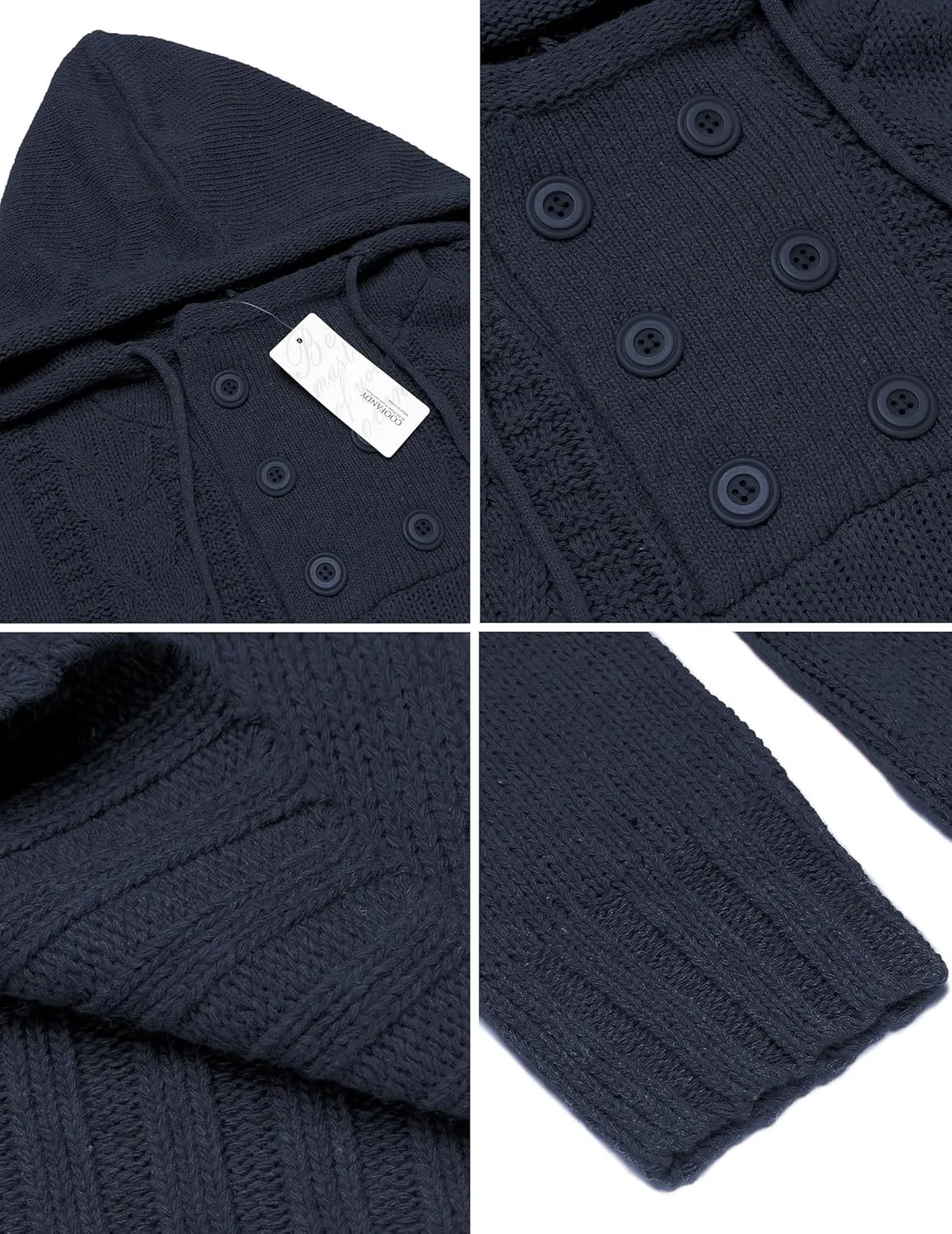 COOFANDY Men's Knitted Hoodies Pullover Casual Long Sleeve Turtleneck Sweaters