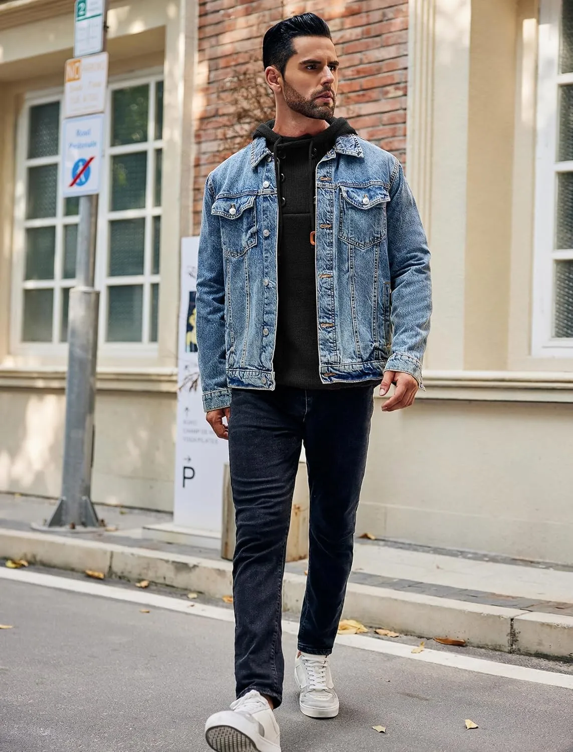 COOFANDY Men's Knitted Hoodies Pullover Casual Long Sleeve Turtleneck Sweaters