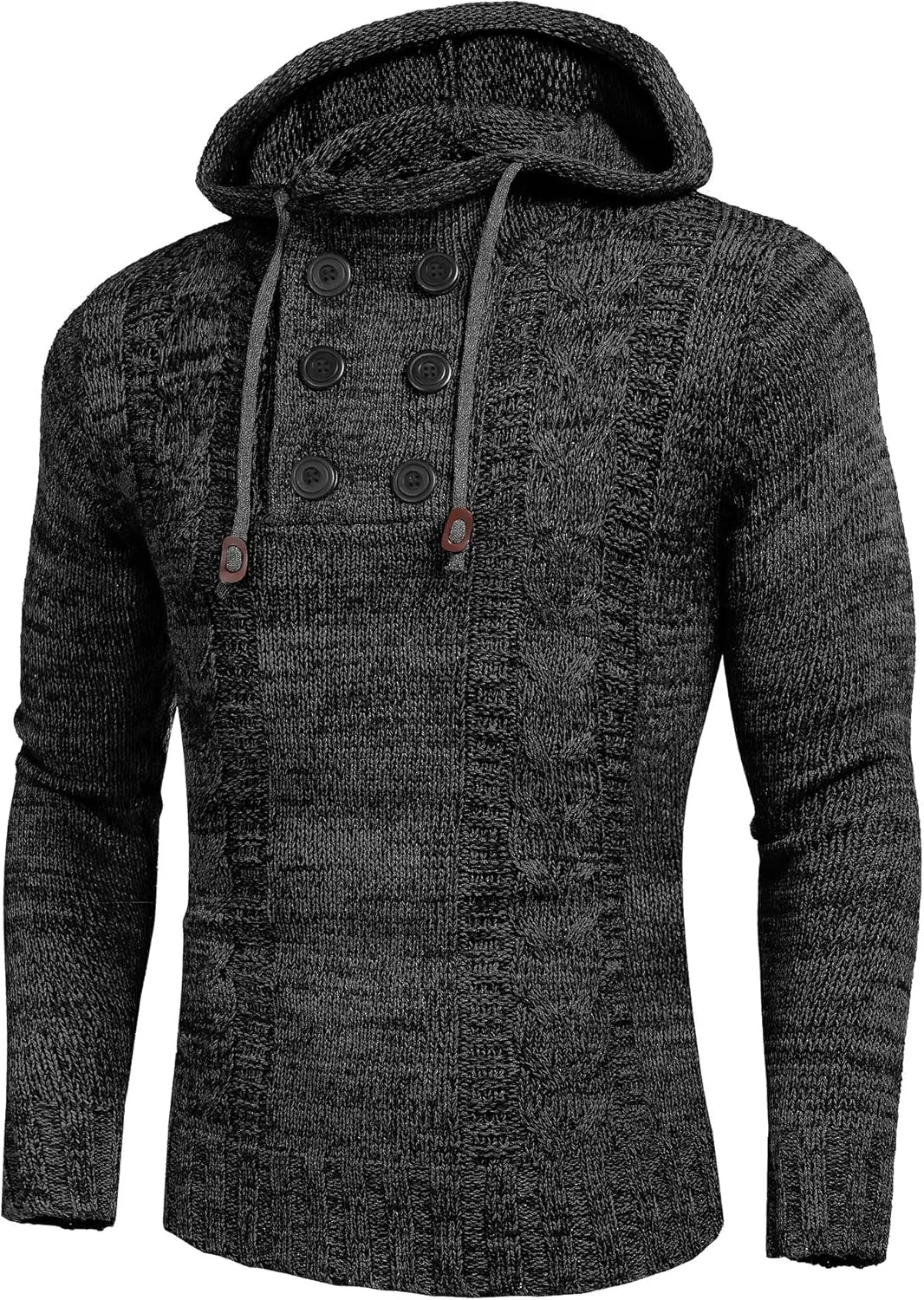 COOFANDY Men's Knitted Hoodies Pullover Casual Long Sleeve Turtleneck Sweaters