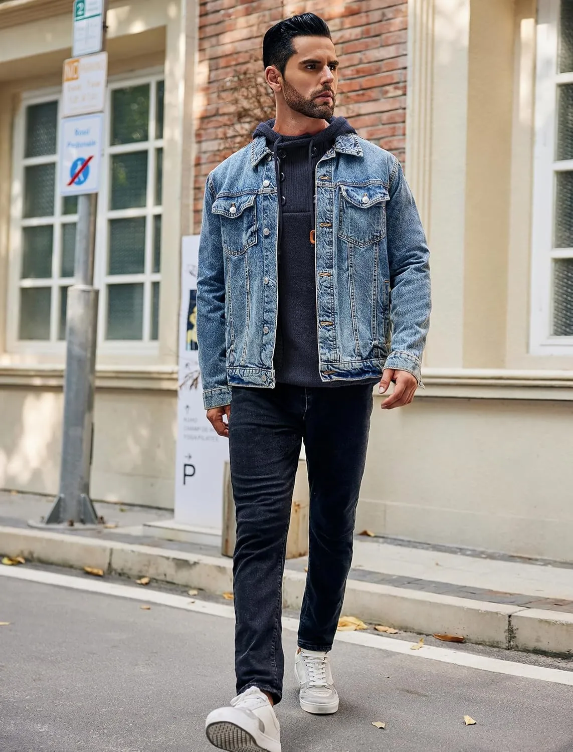 COOFANDY Men's Knitted Hoodies Pullover Casual Long Sleeve Turtleneck Sweaters