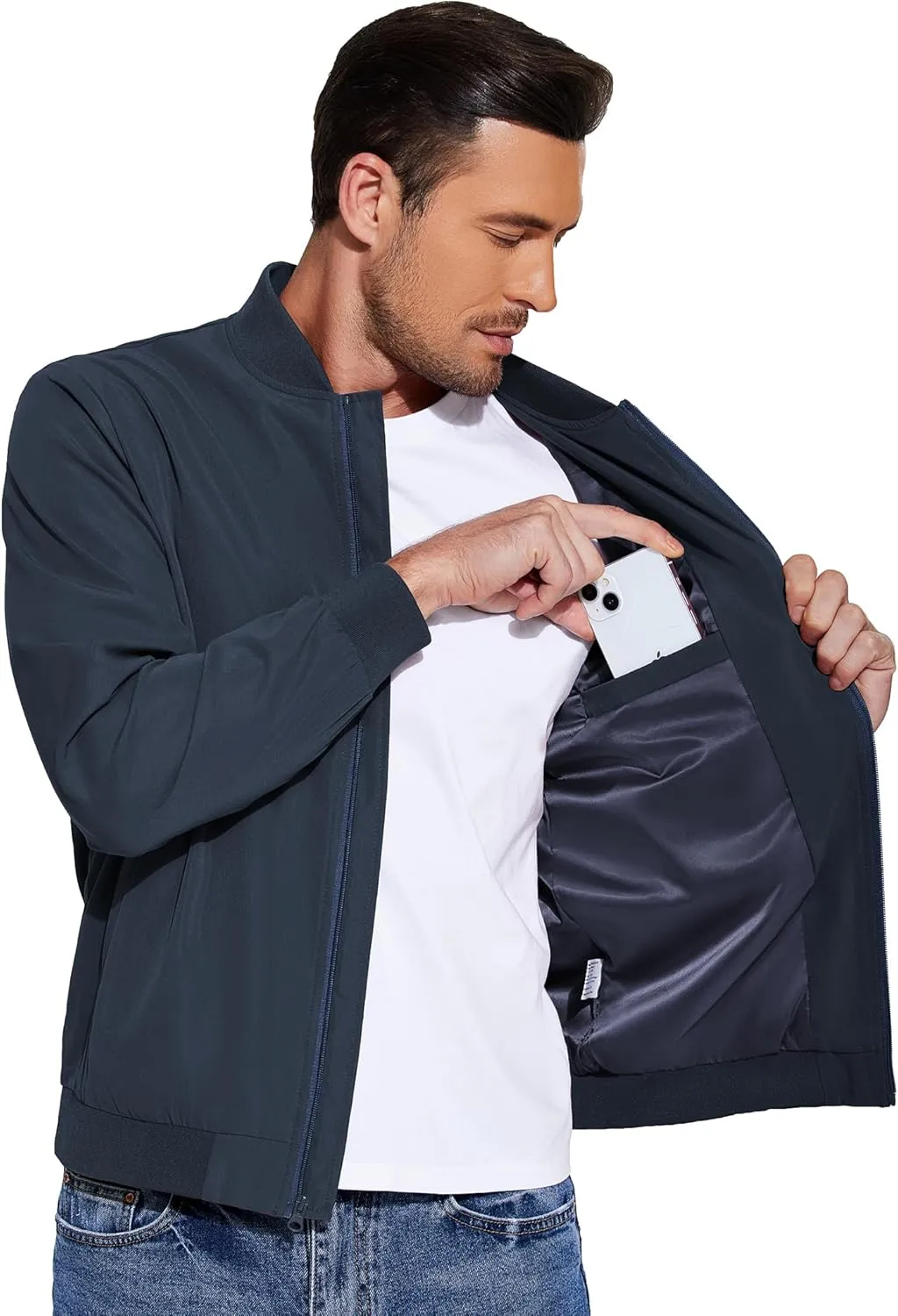 COOFANDY Men's Lightweight Bomber Jacket Casual Fashion Windbreaker Flight Zip Up Jackets Outdoor Coat