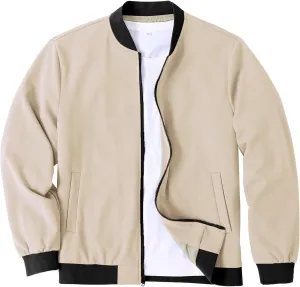 COOFANDY Men's Lightweight Bomber Jacket Casual Stylish Fall Jackets Full Zip Knit Jackets Varsity Textured Coat