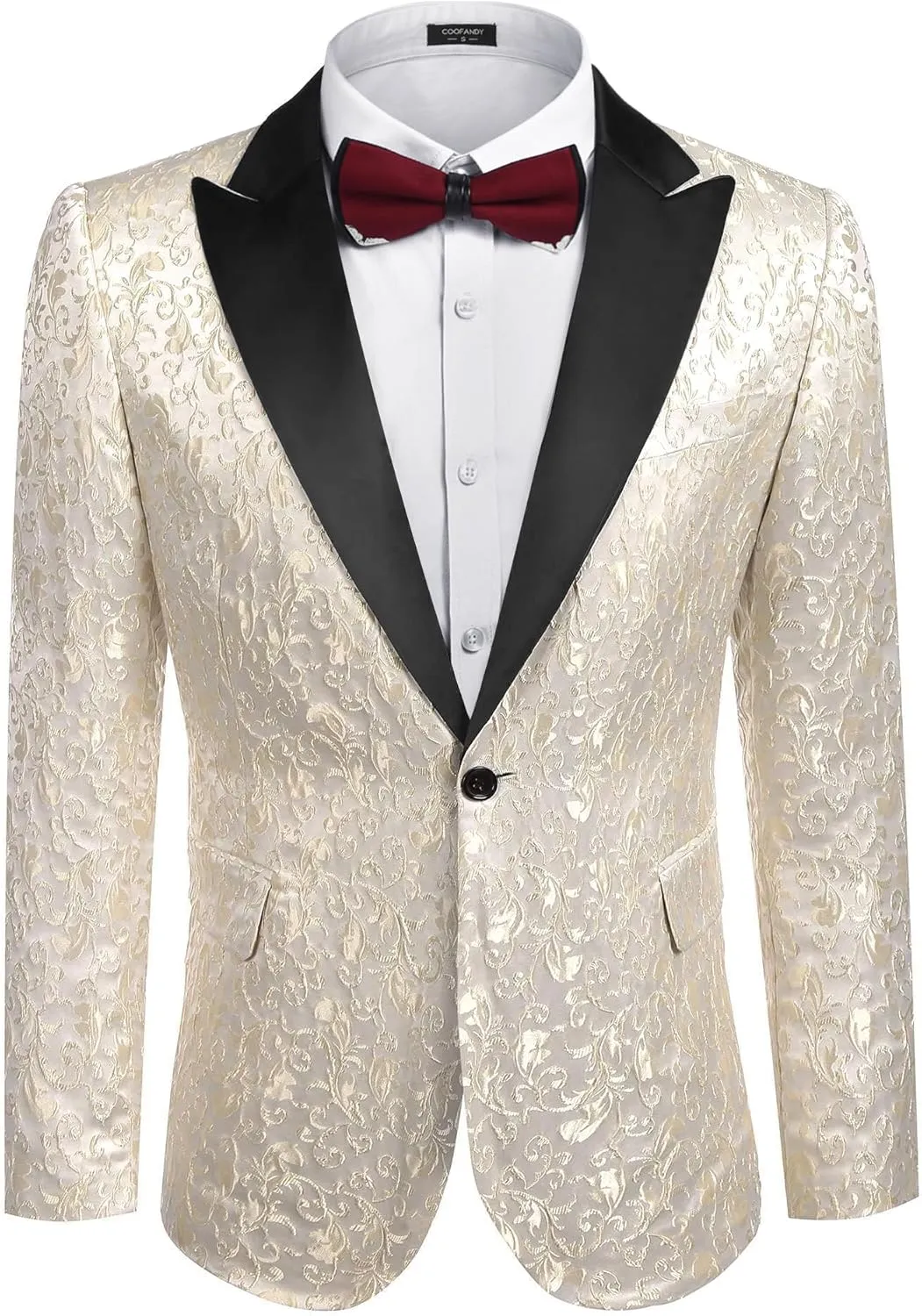 COOFANDY Men's Paisley Tuxedo Jacket One Button Dress Suit Jacket Floral Blazer for Dinner Party Prom Wedding