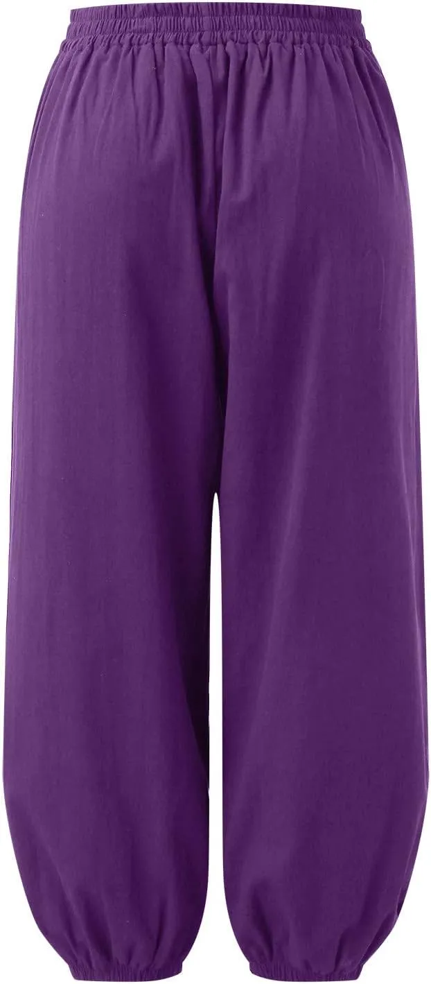 Cotton Linen Palazzo Pants for Women High Waist Loose Trousers Summer Boho Beach Slacks 2025 Solid Baggy Comfy Outfit