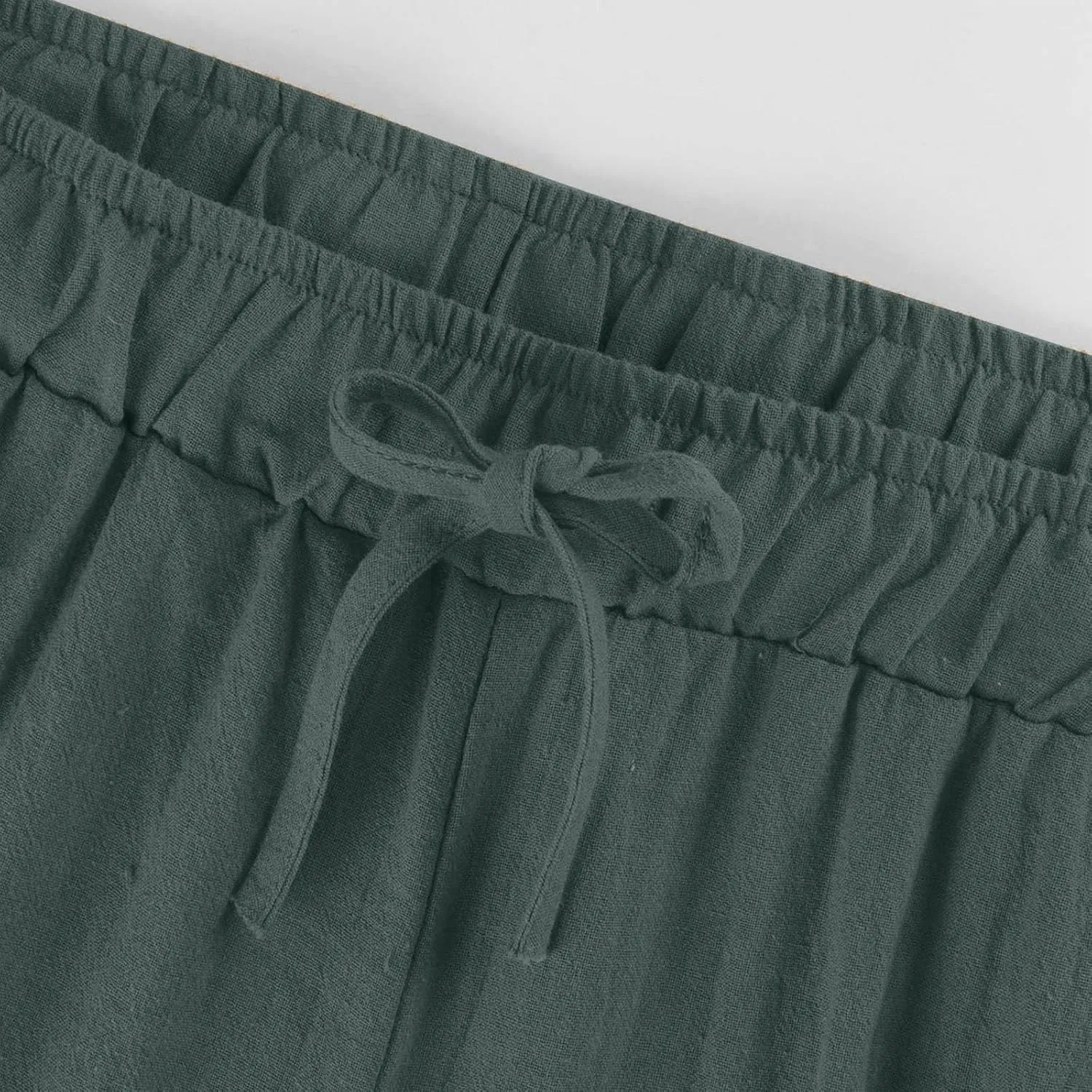 Cotton Linen Pants Women Summer Drawstring High Waisted Palazzo Casual Pants Straight Leg Beach Lightweight Lounge
