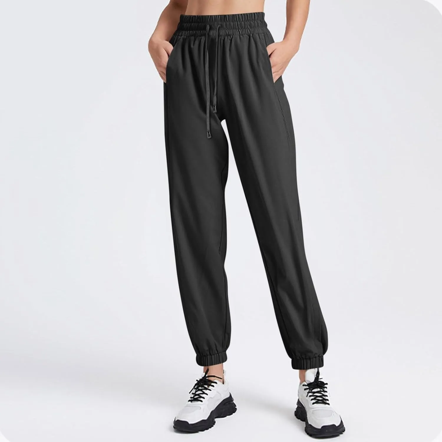 Cotton Linen Womens Sweatpants,Women's Pants Wide Leg Flowy Trousers with Pockets High Waisted Business Casual