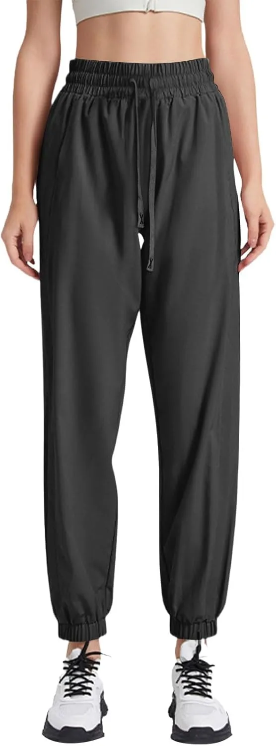 Cotton Linen Womens Sweatpants,Women's Pants Wide Leg Flowy Trousers with Pockets High Waisted Business Casual
