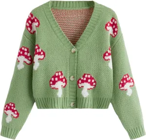 COZYEASE Girls' Cardigan Sweater Long Sleeve V Neck Button Down Cute Knit Cardigan Fall Preppy Clothes