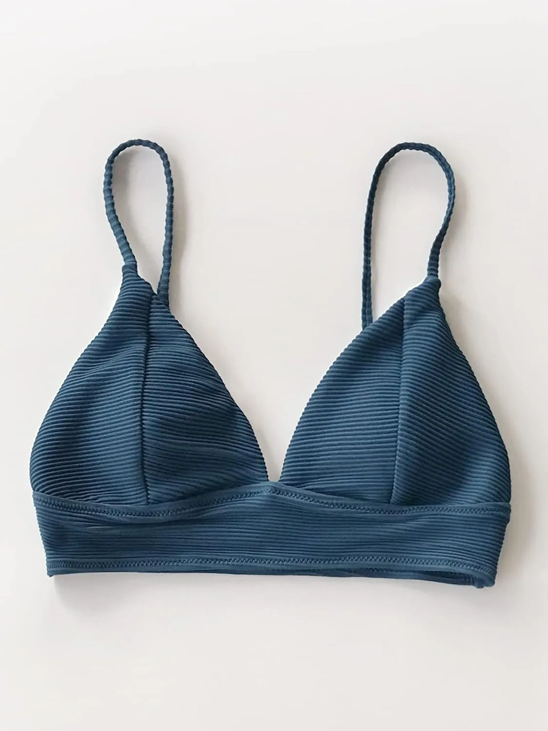 CUPSHE Bikini Top for Women Swimsuit V Neck Textured Bathing Suit