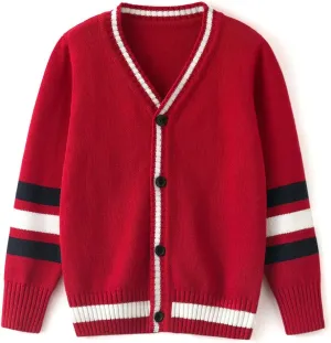 Curipeer Boys' Cardigan Knitted Sweater Fall Button Up Sweater Cardigan for Toddler Boys 3-14Y
